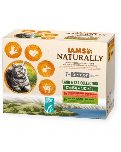 IAMS Naturally Senior Land & Sea Collection - wet cat food - 12 x 85g