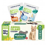 ANIMAL ISLAND Iga igapäevane kalkuni ja valge kala filee puljongis - kuiv kassitoit - 40 x 85g