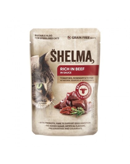SHELMA Rich in beef in sauce - wet cat food - 85g