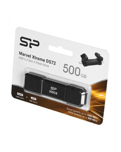 Silicon Power DS72 USB flash drive 500 GB USB Type-A / USB Type-C 3.2 Gen 2 (3.1 Gen 2) Black