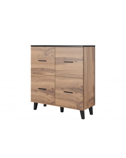 Сайдборд Cama LOTTA 110 4D дуб вотан + матовый черный