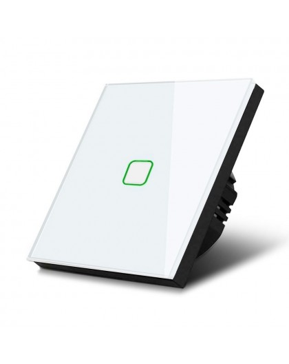 Maclean Energy MCE701W Touch light switch, single, glass, white with square button