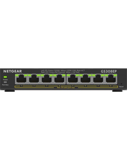 NETGEAR 8-Port Gigabit Ethernet PoE+ Plus Switch (GS308EP) Managed L2/L3 Gigabit Ethernet (10/100/1000) Power over Ethernet (PoE