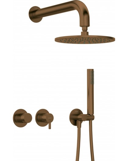 Concealed shower set with head - horiz. tap