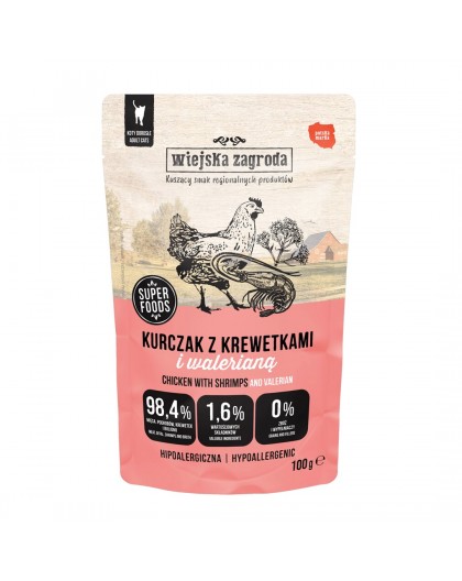 WIEJSKA ZAGRODA Chicken with Shrimps and Valerian – Wet Cat Food – 100g