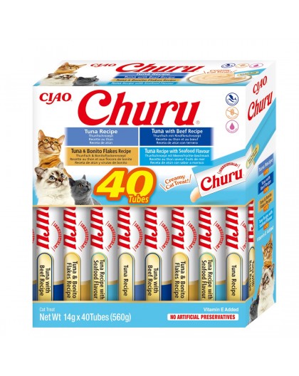 INABA Churu Variety box Tuna with seafood - cat treats - 40 x 14g