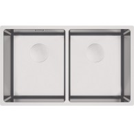 2-bowl wall-hung steel sink