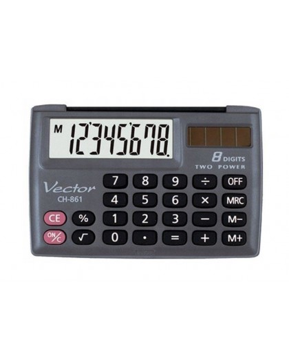 Vector KAV CH-861 pocket calculator, 8 digits, 87 x 58 mm, black