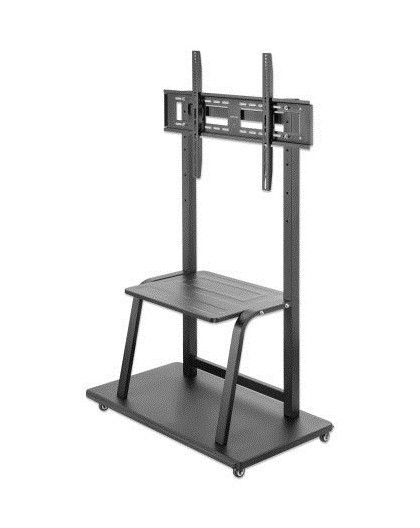 Manhattan TV & Monitor Mount, Trolley Stand, 1 screen, Screen Sizes: 37-100", Black, VESA 200x200 to 800x600mm, Max 150kg, Shelf