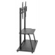 Manhattan TV & Monitor Mount, Trolley Stand, 1 screen, Screen Sizes: 37-100", Black, VESA 200x200 to 800x600mm, Max 150kg, Shelf