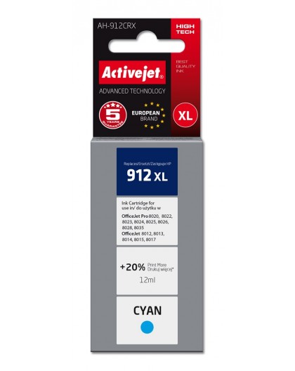 Activejet AH-912CRX Ink Cartridge (replacement for HP 912XL 3YL81AE Premium 990 pages cyan)