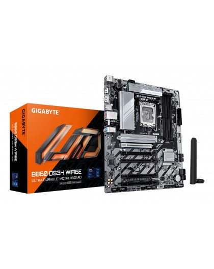 GIGABYTE B860 DS3H WIFI6E Motherboard - Intel Core Ultra Series CPUs, 8+1+2+2 Phases VRM, up to 9066MHz DDR5, 1xPCIe 5.0 + 1xPCI