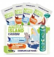 ANIMAL ISLAND Everyday Turkey and White fish fillets in broth - wet cat food - 4 x 85g