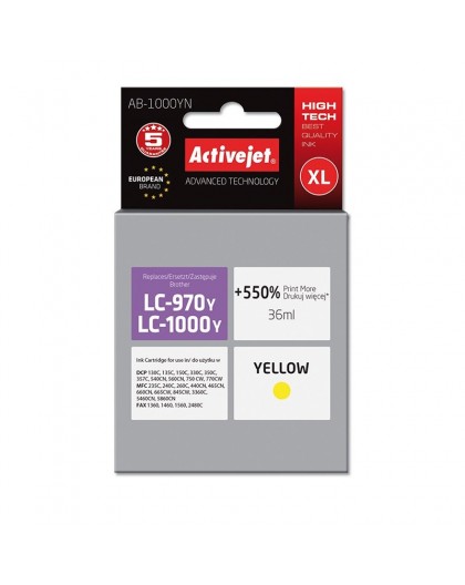 Activejet AB-1000YN ink (replacement for Brother LC1000/LC970Y 36 ml yellow)