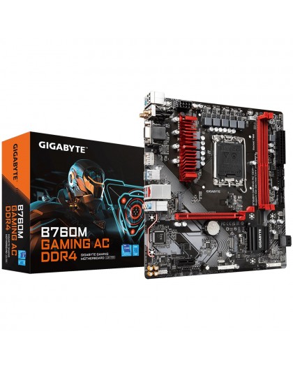 GIGABYTE B760M GAMING AC DDR4 Motherboard - Supports Intel Core 14th CPUs, 6+2+1 Phases Digital VRM, up to 5333MHz DDR4 (OC), 2x