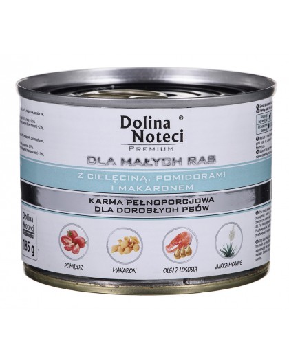 DOLINA NOTECI Premium с телятиной, помидорами и пастой - влажный корм для собак взрослых небольших пород - 185г