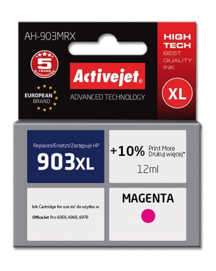 Activejet AH-903MRX Ink (replacement for HP 903XL T6M07AE Premium 12 ml magenta)