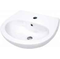 Wall-mounted ceramic washbasin with space for a tap