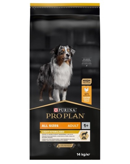 PURINA Pro Plan Light Sterilised All Sizes Adult - dry dog food - 14kg