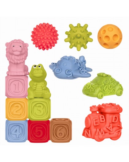 Tullo Sensory blocks – Montessori educational set, 14 pieces