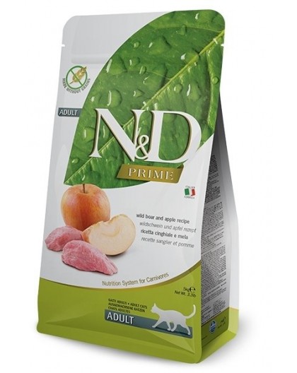 FARMINA N&D PRIME CAT WILD BOAR & APPLE ADULT - dry cat food - 5 kg