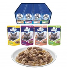 PREVITAL Cat Food Mix 4 Flavors Chicken, Veal, Salmon, Poultry – wet cat food – 96 x 100 g