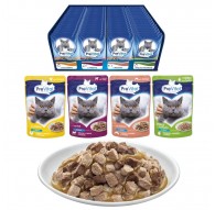 PREVITAL Cat Food Mix 4 Flavors Chicken, Veal, Salmon, Poultry – wet cat food – 96 x 100 g
