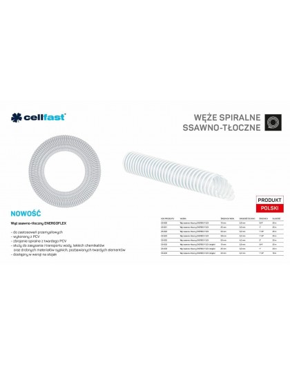 C.SUCTION AND DISCHARGE HOSE FOR PUMPS 32mm x 25mb CLEAR ENERGO-FLEX