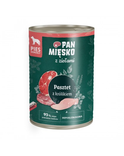 PAN MIĘSKO with Herbs Rabbit Pate - wet dog food - 400g
