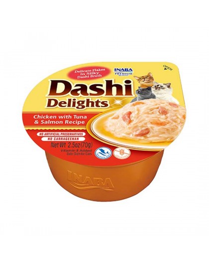INABA Dashi Delights бульон с курицей, тунцом и лососем - лакомство для кошек - 70 г