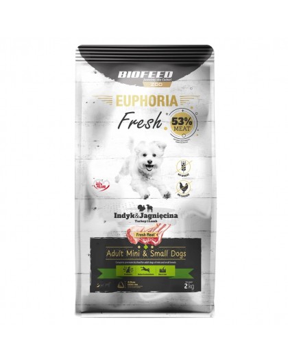 BIOFEED Euphoria Fresh Adult Mini & Small Turkey with lamb - dry dog food - 2kg