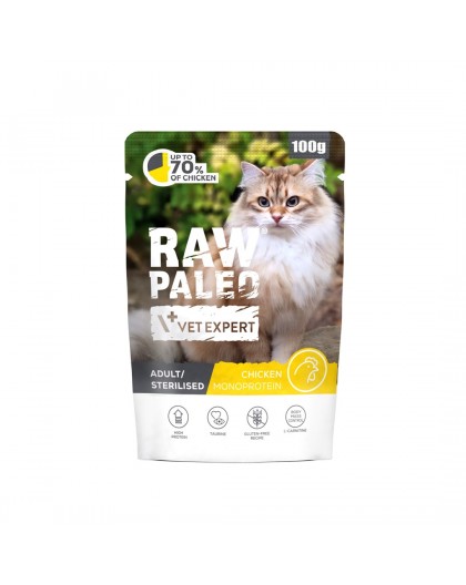 VETEXPERT Raw Paleo Adult Sterilised Chicken - wet cat food - 100g