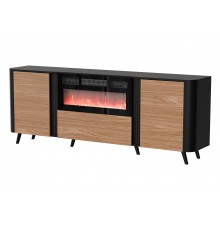 Cama Volare chest of drawers 200 x 39 x 75 cm black/walnut + fireplace