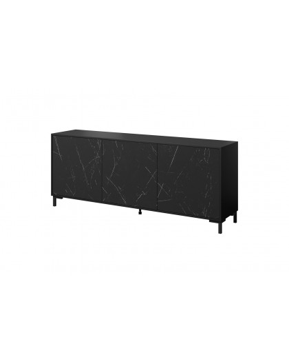 MARMO 3D chest of drawers 200x45x80,5 cm matte black/marble black