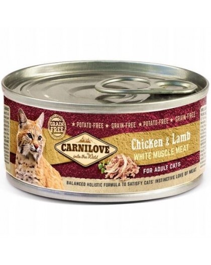 CARNILOVE Cat Chicken & Lamb White Muscle Meat – wet food for cats – 100 g