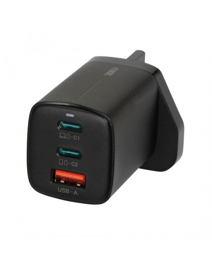 iBOX C-65 Black, GaN 65W universal charger UK plug