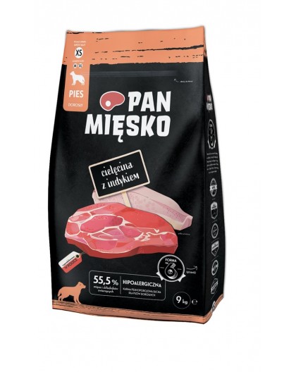 PAN MIĘSKO Veal with turkey XS - dry dog food - 9kg