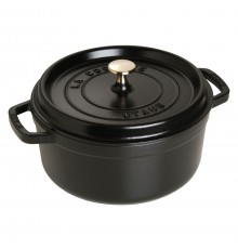 Staub Round Cast Iron Casserole - 3.8 ltr, Black