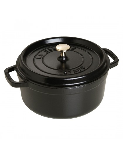 Staub Round Cast Iron Casserole - 3.8 ltr, Black