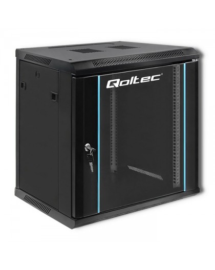 Qoltec 19" RACK cabinet | 12U | 600 x 635 x 450 | Black | Hanging