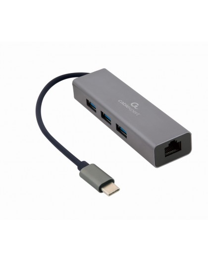 Gembird A-CMU3-LAN-01 USB-C Gigabit network adapter with 3-port USB 3.1 hub