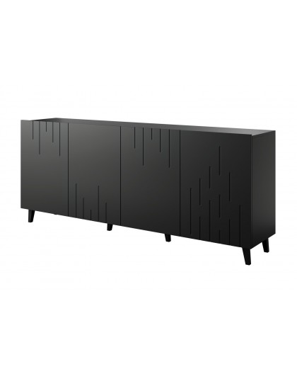 BARI chest of drawers 200x42x82 black matt