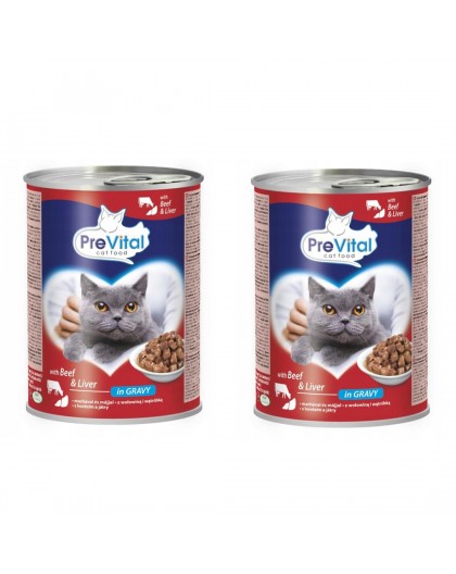 PREVITAL veiseliha maksaga kastmes - märg kassitoit - 2x415g