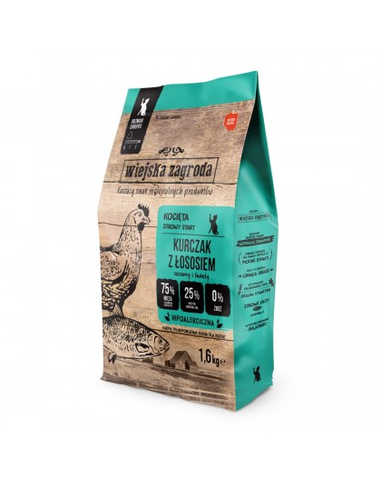 WIEJSKA ZAGRODA Chicken with salmon for kittens - dry cat food - 1.6kg