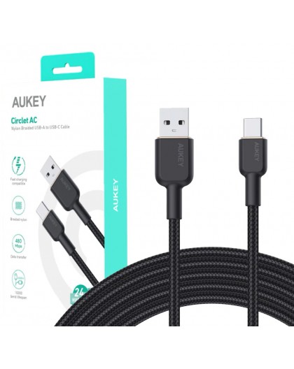 AUKEY CB-NAC2 USB-C Type-C Power Delivery PD 60W 3A 1.8m Nylon Black
