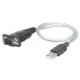 Manhattan USB-A to Serial Converter cable, 45cm, Male to Male, Serial/RS232/COM/DB9, Prolific PL-2303RA Chip, Black/Silver cable