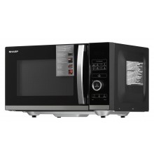 Микроволновая печь Sharp YC-QS254AE-B, настольная, Solo, 25 л, 900 Вт, черная, нержавеющая сталь
