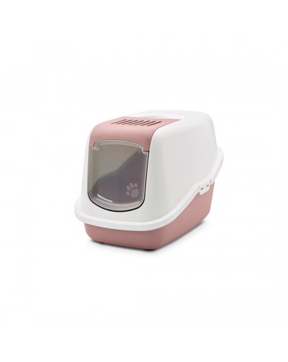 SAVIC Nestor White-Pink - Covered Cat Litter Box - 56x39x38.5 cm - 1 pc
