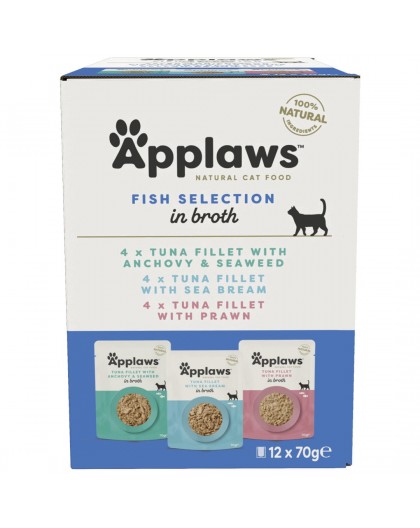 APPLAWS Fish selection multipack in broth - wet cat food - 12x70g