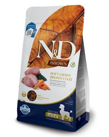 FARMINA N&D Brown Dog Lamb, Spirulina&Carrot Adult Mini - dry dog food - 2 kg